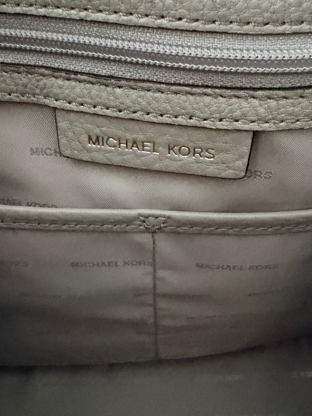 Michael Kors Taupe Pebbled Leather Shoulder Tote - Picture 12 of 13